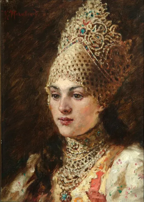 Framed Print : Boyars Wife, 1890s. Artist: Makovsky, Konstantin Yegorovich (1839-1915) Framed Print : Boyars Wife, 1890s. Artist: Makovsky, Konstantin Yegorovich (1839-1915)