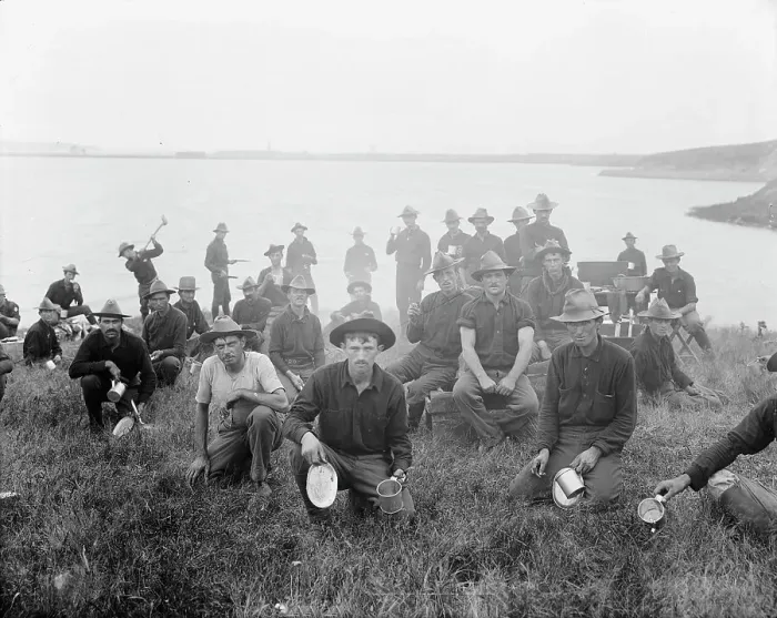 Framed Print : Boys of the 71st N.Y. at Montauk Point, after returning from Cuba, 1898 or 1899. Creator: Unknown Framed Print : Boys of the 71st N.Y. at Montauk Point, after returning from Cuba, 1898 or 1899. Creator: Unknown