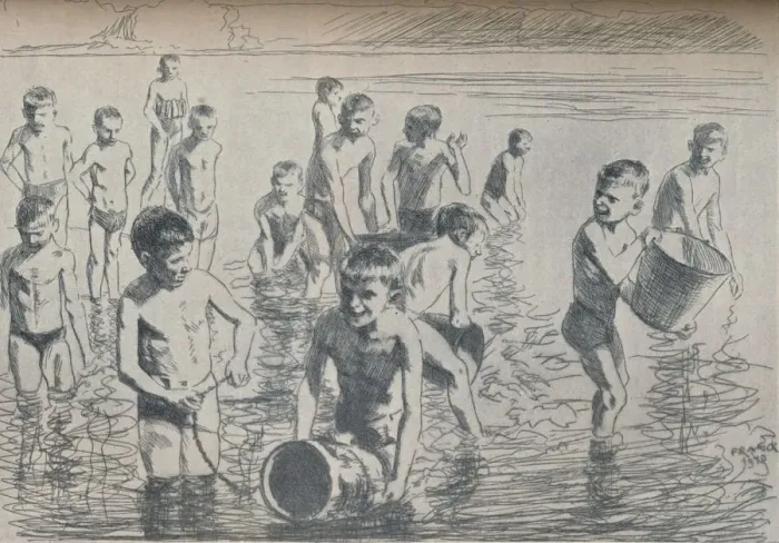 Framed Print : Boys Bathing, c1911. Artist: Philipp Franck Framed Print : Boys Bathing, c1911. Artist: Philipp Franck