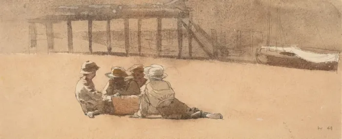 Framed Print : Four Boys on a Beach, 1873. Creator: Winslow Homer Framed Print : Four Boys on a Beach, 1873. Creator: Winslow Homer