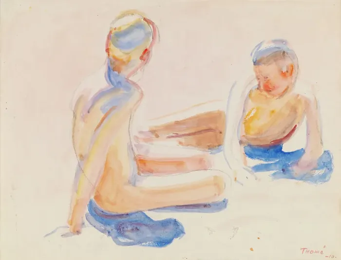 Framed Print : Two Boys on the Beach, 1910. Creator: Verner Thome Framed Print : Two Boys on the Beach, 1910. Creator: Verner Thome