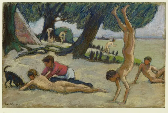 Framed Print : Boys on the beach, c. 1895. Artist: Hofmann, Ludwig, von (1861-1945) Framed Print : Boys on the beach, c. 1895. Artist: Hofmann, Ludwig, von (1861-1945)
