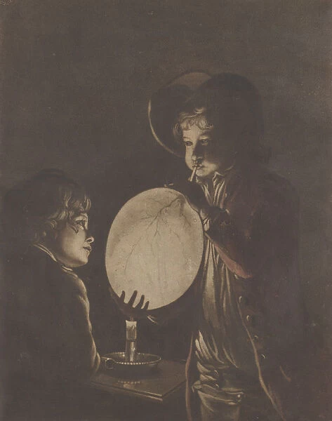 Two Boys Blowing a Bladder by Candle-light, 1773. 1773. Creator: Peter Perez Burdett
