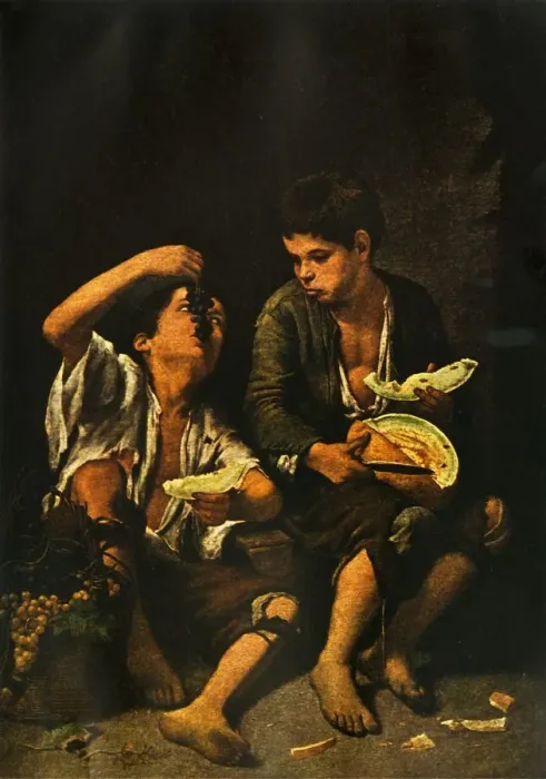 Framed Print : Boys eating Fruit, 1645, (1938). Artist: Bartolome Esteban Murillo Framed Print : Boys eating Fruit, 1645, (1938). Artist: Bartolome Esteban Murillo