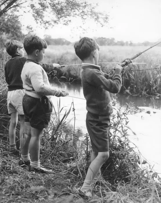 Framed Print : Boys fishing, c1960s Framed Print : Boys fishing, c1960s