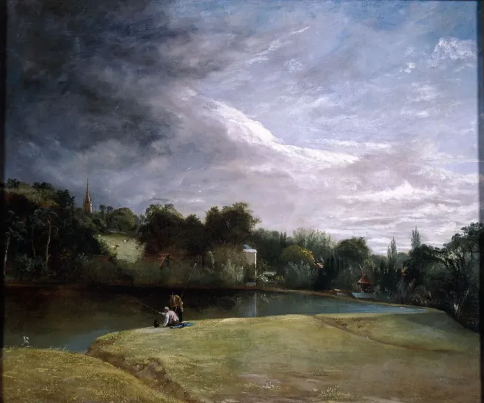 Framed Print : Boys Fishing in a Reservoir near Hampstead. Artist: Thomas Christopher Hofland Framed Print : Boys Fishing in a Reservoir near Hampstead. Artist: Thomas Christopher Hofland