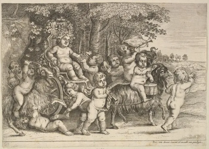 Framed Print : Eleven Boys and Three Goats, 1625-77. Creator: Wenceslaus Hollar Framed Print : Eleven Boys and Three Goats, 1625-77. Creator: Wenceslaus Hollar