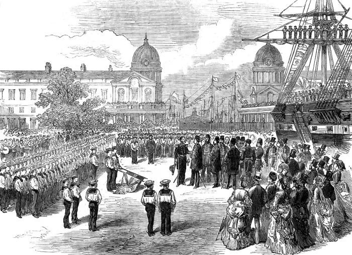 Framed Print : Boys of the Greenwich Hospital Schools inspected by the Shah, 1873. Creator: Unknown Framed Print : Boys of the Greenwich Hospital Schools inspected by the Shah, 1873. Creator: Unknown