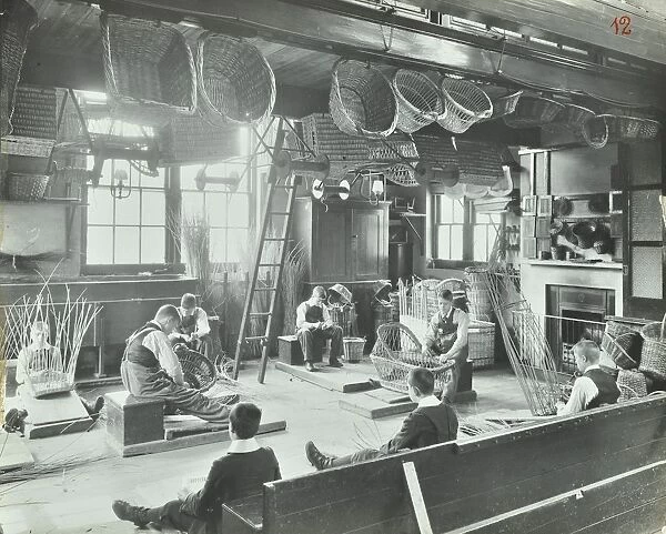 Boys making baskets at Linden Lodge Residential School, London, 1908