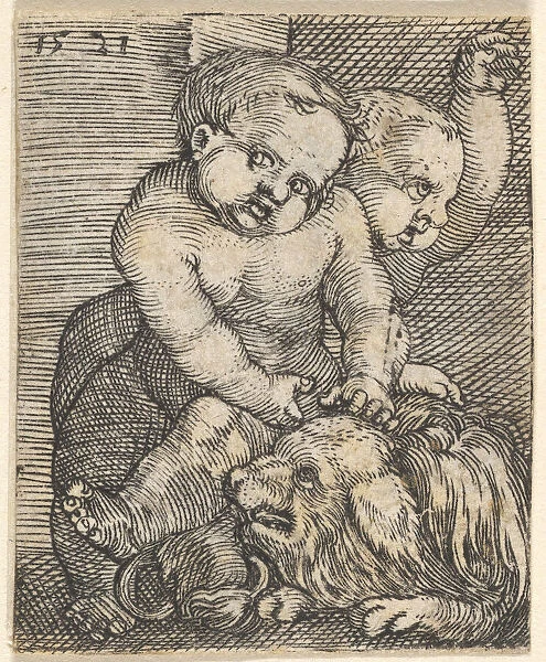 Two Boys Playing with a Dog, mid-16th century. Creator: Barthel Beham