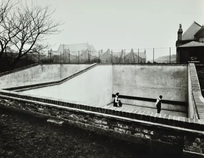 Framed Print : Boys playing in a fives court, Strand School, London, 1914 Framed Print : Boys playing in a fives court, Strand School, London, 1914