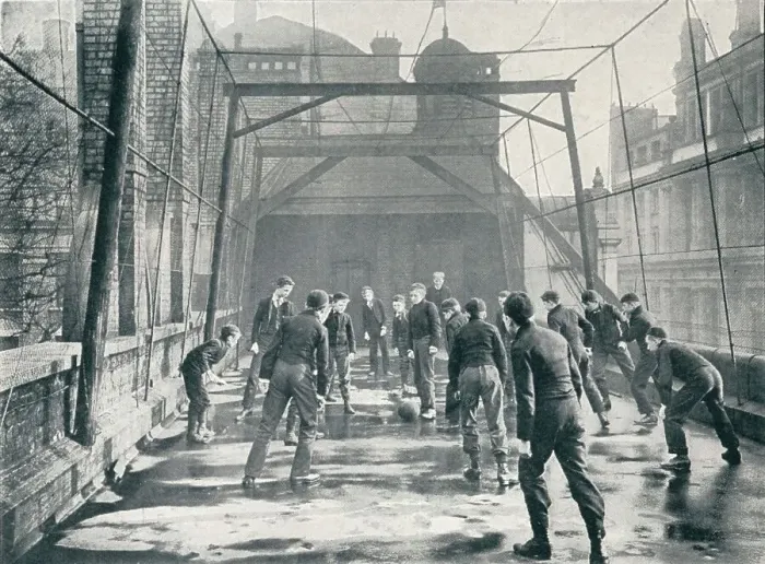Framed Print : Boys playing football on the roof of St Pauls Cathedral Choir School, London, c1901 (1901) Framed Print : Boys playing football on the roof of St Pauls Cathedral Choir School, London, c1901 (1901)