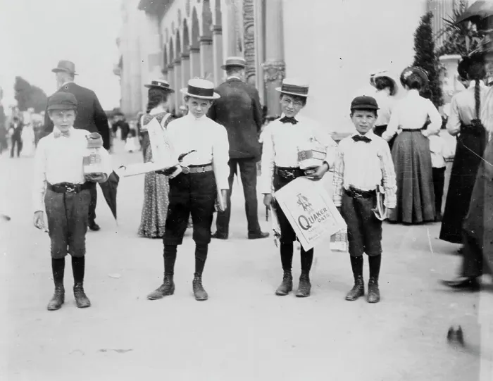 Framed Print : Four boys posed at World's Columbian Exposition, Chicago, 1891 or 1892. Creator: Frances Benjamin Johnston Framed Print : Four boys posed at World's Columbian Exposition, Chicago, 1891 or 1892. Creator: Frances Benjamin Johnston