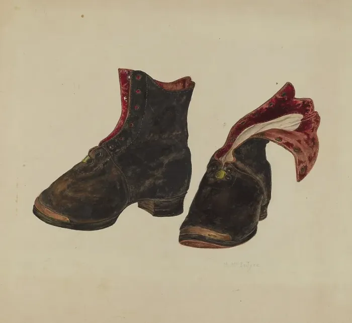 Framed Print : Boy's Shoes, 1935 / 1942. Creator: Marjorie McIntyre Framed Print : Boy's Shoes, 1935 / 1942. Creator: Marjorie McIntyre