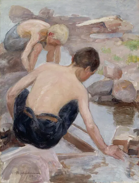 Framed Print : Two Boys on the Shore, 1922. Creator: Pekka Halonen Framed Print : Two Boys on the Shore, 1922. Creator: Pekka Halonen