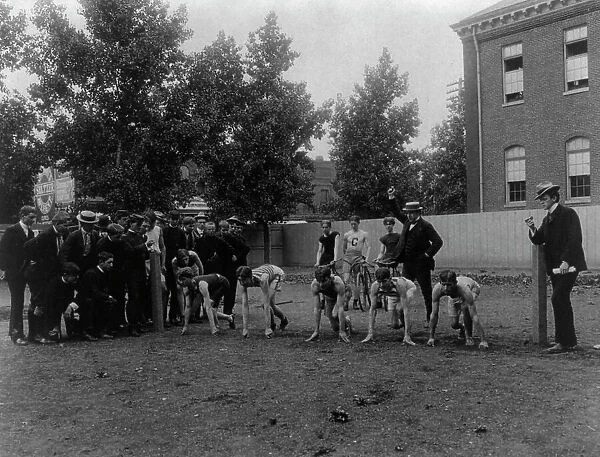 Boys track meet - the start, Central High School, (1899?). Creator: Frances Benjamin Johnston