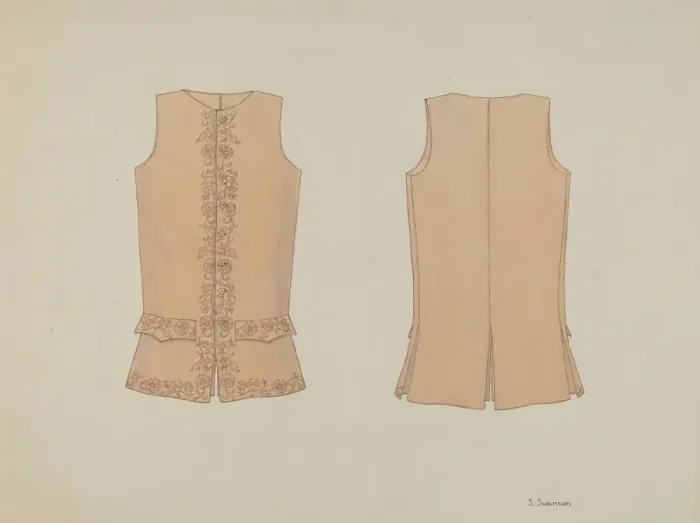 Framed Print : Boys Waistcoat, c. 1936. Creator: Syrena Swanson Framed Print : Boys Waistcoat, c. 1936. Creator: Syrena Swanson