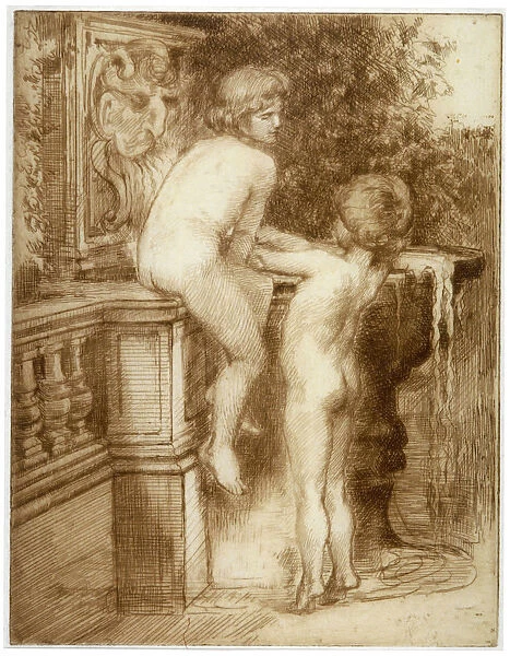 Two Boys at a Water Fountain, c1864-1930. Artist: Anna Lea Merritt
