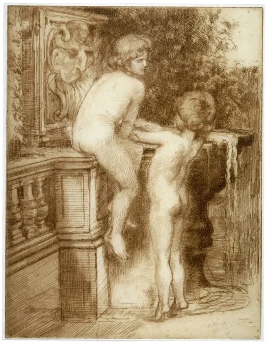 Framed Print : Two Boys at a Water Fountain, c1864-1930. Artist: Anna Lea Merritt Framed Print : Two Boys at a Water Fountain, c1864-1930. Artist: Anna Lea Merritt