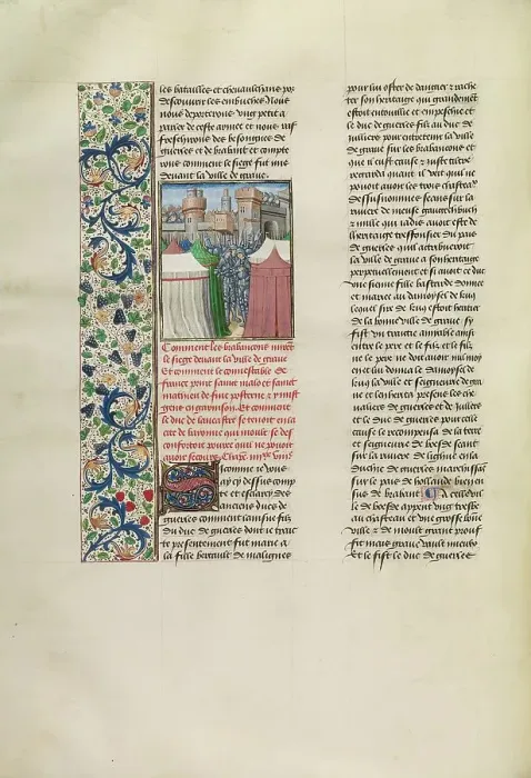 Framed Print : The Brabants Lay Seige Against the City of Grave, c1388; Chroniques (Book Three), about 1480-1483. Creator: Unknown Framed Print : The Brabants Lay Seige Against the City of Grave, c1388; Chroniques (Book Three), about 1480-1483. Creator: Unknown
