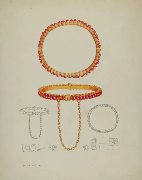 Framed Print : Bracelet, c. 1937. Creator: Tulita Westfall Framed Print : Bracelet, c. 1937. Creator: Tulita Westfall