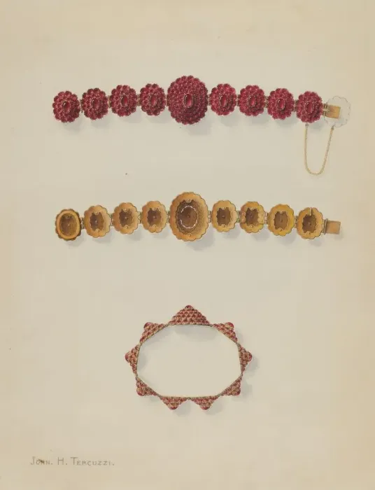 Framed Print : Bracelet, c. 1938. Creator: John H. Tercuzzi Framed Print : Bracelet, c. 1938. Creator: John H. Tercuzzi