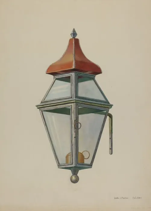 Framed Print : Bracket Lamp, c. 1939. Creator: Leslie Macklem Framed Print : Bracket Lamp, c. 1939. Creator: Leslie Macklem
