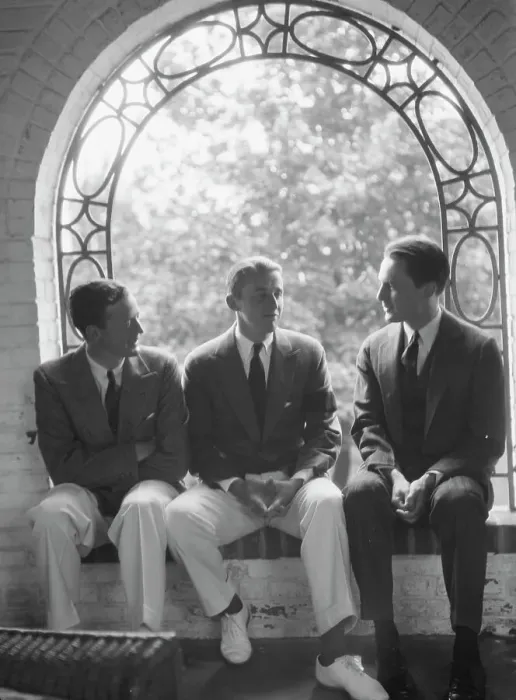 Framed Print : Brady, Mosely, and Scott group, seated in a window, 1930 May 24. Creator: Arnold Genthe Framed Print : Brady, Mosely, and Scott group, seated in a window, 1930 May 24. Creator: Arnold Genthe