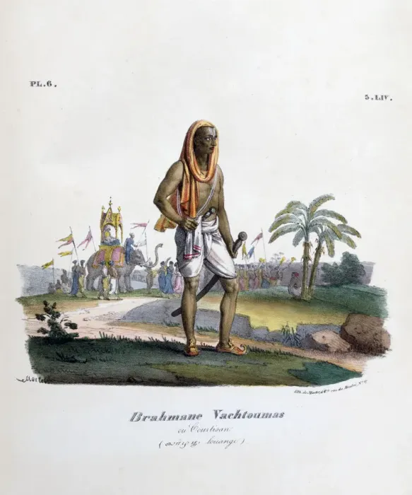 Framed Print : Brahmin Courtier, 1828. Artist: Marlet et Cie Framed Print : Brahmin Courtier, 1828. Artist: Marlet et Cie