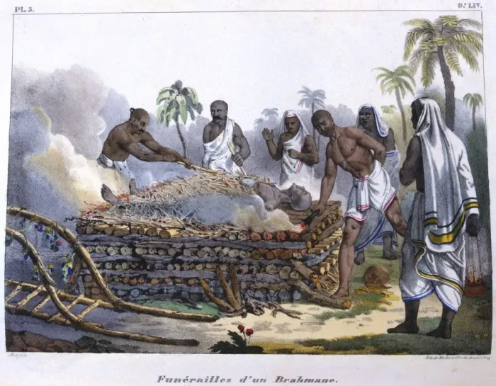 Framed Print : Brahmin funeral, India, mid 19th century. Artist: E Beau Framed Print : Brahmin funeral, India, mid 19th century. Artist: E Beau