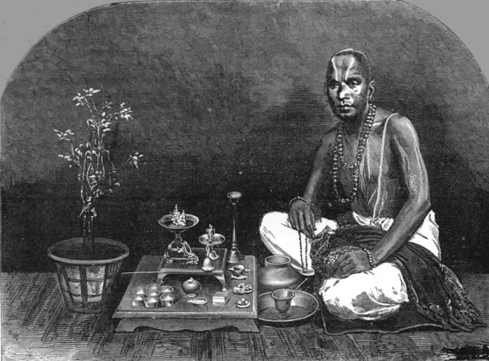 Framed Print : Brahmin at Prayer; Bombay and the Malabar Coast, 1875. Creator: C. B. Low Framed Print : Brahmin at Prayer; Bombay and the Malabar Coast, 1875. Creator: C. B. Low