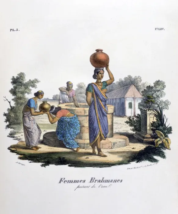 Framed Print : Brahmin Woman Collecting Water, 1828. Artist: Marlet et Cie Framed Print : Brahmin Woman Collecting Water, 1828. Artist: Marlet et Cie