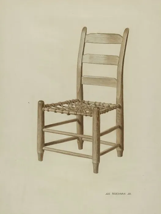 Framed Print : Braided Rawhide-bottomed Chair, c. 1939. Creator: Joe Brennan Framed Print : Braided Rawhide-bottomed Chair, c. 1939. Creator: Joe Brennan
