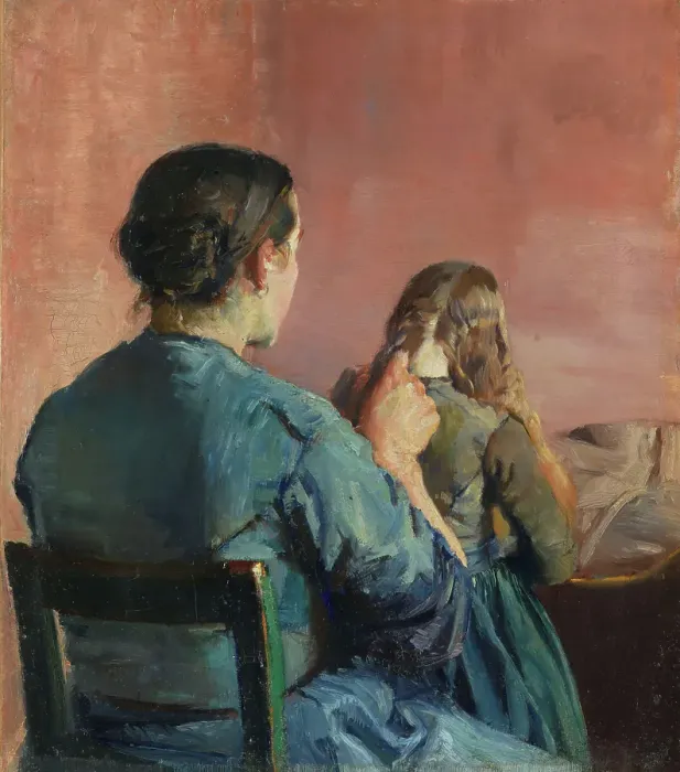 Framed Print : Braiding her Hair, probably 1888. Creator: Christian Krohg Framed Print : Braiding her Hair, probably 1888. Creator: Christian Krohg