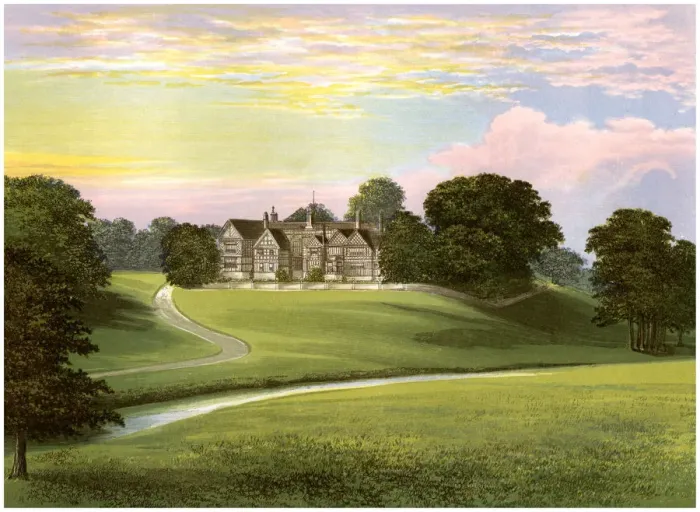 Framed Print : Bramall Hall, Cheshire, home of the Davenport family, c1880 Framed Print : Bramall Hall, Cheshire, home of the Davenport family, c1880