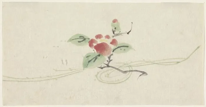 Framed Print : Branch with red camellia, 1808-1861. Creator: Utagawa Kuniyoshi Framed Print : Branch with red camellia, 1808-1861. Creator: Utagawa Kuniyoshi