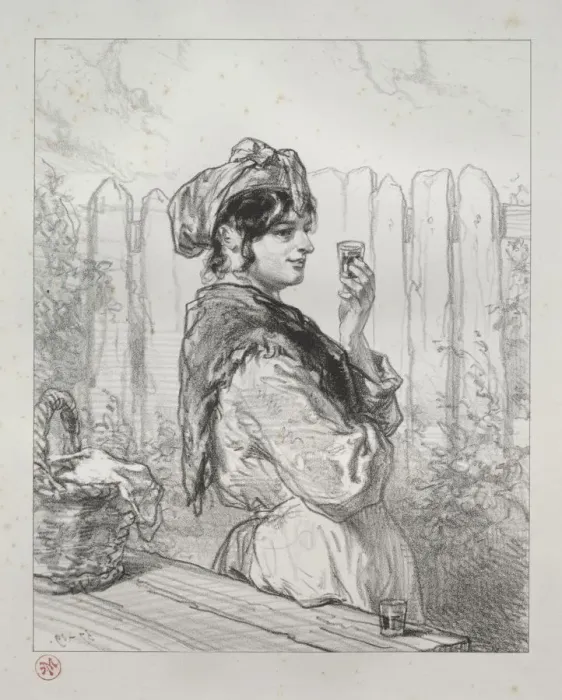 Framed Print : The Brandied Peach. Creator: Paul Gavarni (French, 1804-1866) Framed Print : The Brandied Peach. Creator: Paul Gavarni (French, 1804-1866)