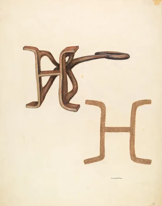 Framed Print : Branding Iron, c. 1942. Creator: Elizabeth Johnson Framed Print : Branding Iron, c. 1942. Creator: Elizabeth Johnson
