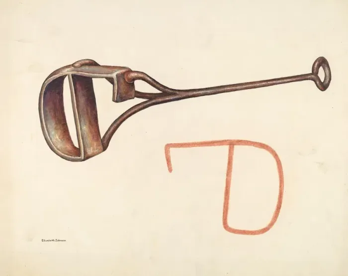Framed Print : Branding Iron, c. 1942. Creator: Elizabeth Johnson Framed Print : Branding Iron, c. 1942. Creator: Elizabeth Johnson