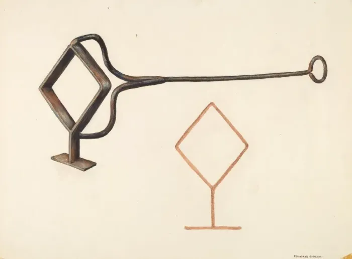 Framed Print : Branding Iron, c. 1942. Creator: Elizabeth Johnson Framed Print : Branding Iron, c. 1942. Creator: Elizabeth Johnson