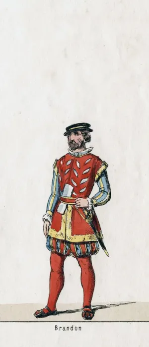 Framed Print : Brandon, costume design for Shakespeares play, Henry VIII, 19th century Framed Print : Brandon, costume design for Shakespeares play, Henry VIII, 19th century