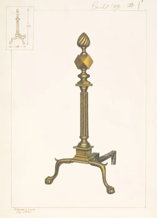 Framed Print : Brass Andirons, c. 1938. Creator: Edward L Loper Framed Print : Brass Andirons, c. 1938. Creator: Edward L Loper