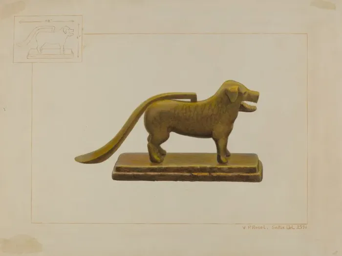 Framed Print : Brass Dog Nutcracker, c. 1938. Creator: Vincent P. Rosel Framed Print : Brass Dog Nutcracker, c. 1938. Creator: Vincent P. Rosel