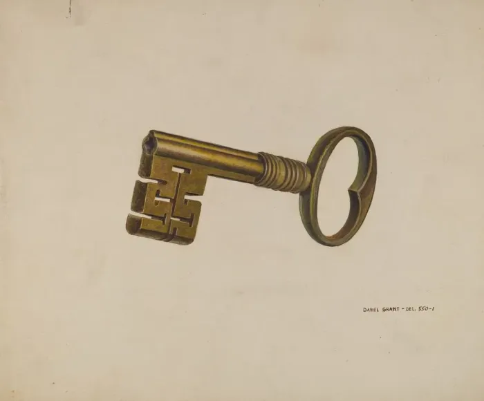 Framed Print : Brass Key, c. 1940. Creator: DJ Grant Framed Print : Brass Key, c. 1940. Creator: DJ Grant