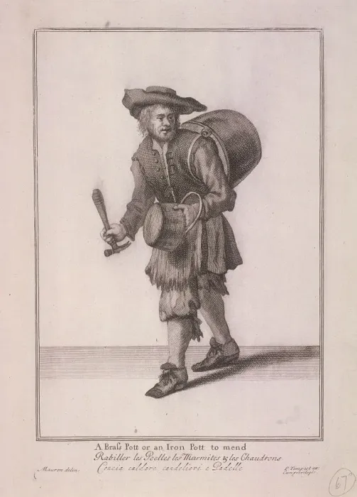 Framed Print : A Brass Pott or an Iron Pott to mend, Cries of London, (c1688?) Framed Print : A Brass Pott or an Iron Pott to mend, Cries of London, (c1688?)