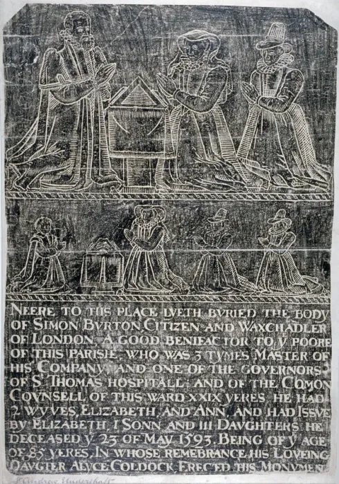 Framed Print : Brass rubbing from the Church of St Andrew Undershaft, Leadenhall Street, London, c1820 Framed Print : Brass rubbing from the Church of St Andrew Undershaft, Leadenhall Street, London, c1820