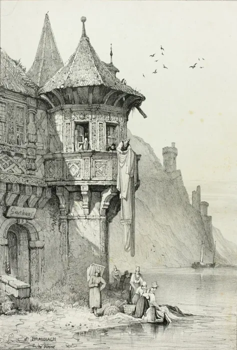 Framed Print : At Braubach on the Rhine, 1833. Creator: Samuel Prout Framed Print : At Braubach on the Rhine, 1833. Creator: Samuel Prout