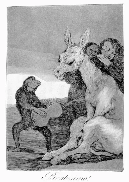 Framed Print : Bravo! A caricature of musical evenings, 1799. Artist: Francisco Goya Framed Print : Bravo! A caricature of musical evenings, 1799. Artist: Francisco Goya