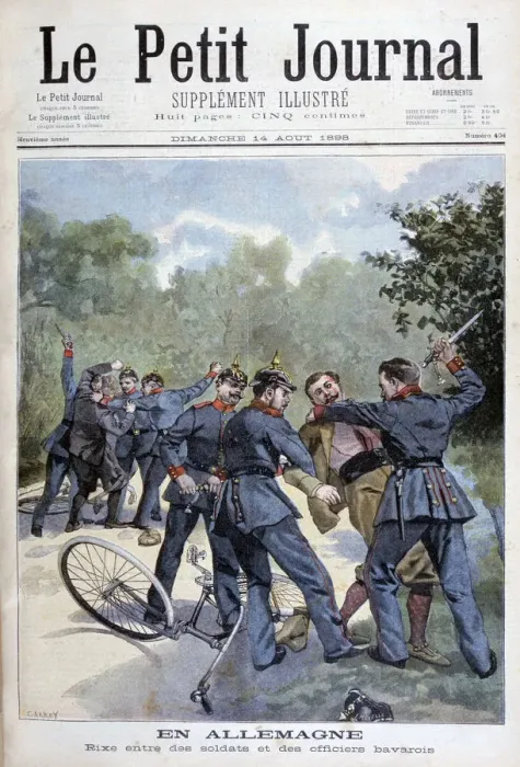 Framed Print : A brawl between German soldiers and Bavarian officers, Germany, 1898. Artist: F Meaulle Framed Print : A brawl between German soldiers and Bavarian officers, Germany, 1898. Artist: F Meaulle