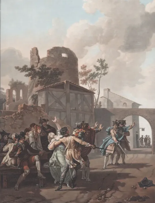 Framed Print : The Brawl (La Rixe), ca. 1792. Creator: Charles-Melchior Descourtis Framed Print : The Brawl (La Rixe), ca. 1792. Creator: Charles-Melchior Descourtis